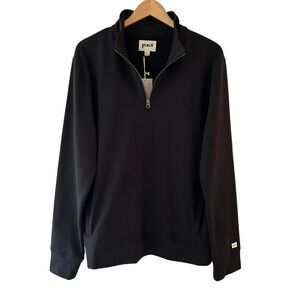Pact men’s French Terry Quarter Zip sweatshirt L black organic cotton casual NWT